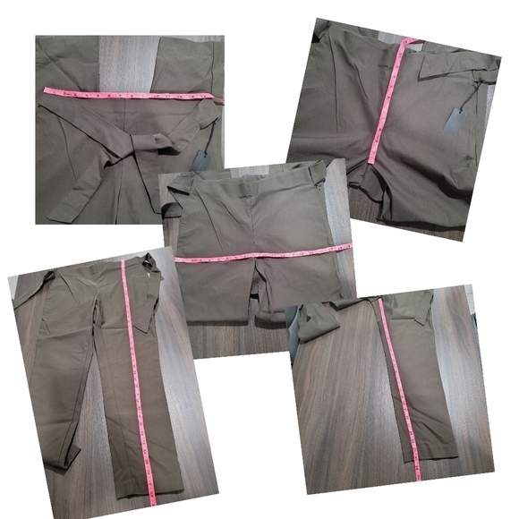 CH1 & CO Olive Green Front Tie Stretch Pants Size M - Picture 10 of 11